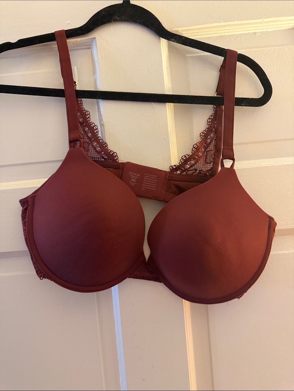 Soma Embraceable Push Up Bra with Lace Back in Wine